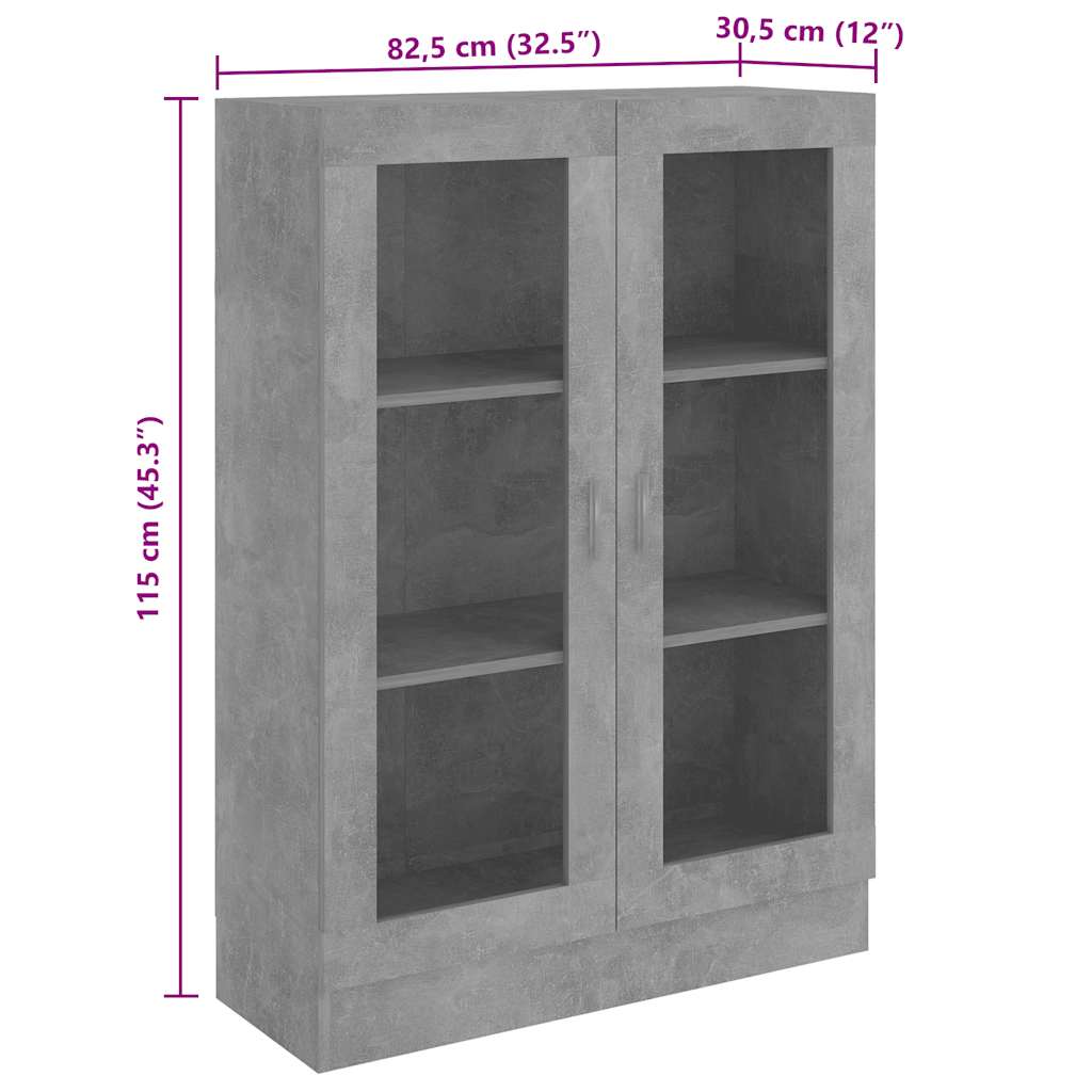 Vitrina siva boja betona 82,5 x 30,5 x 115 cm konstruirano drvo