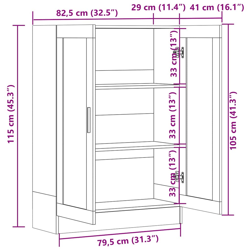 Vitrina siva boja betona 82,5 x 30,5 x 115 cm konstruirano drvo