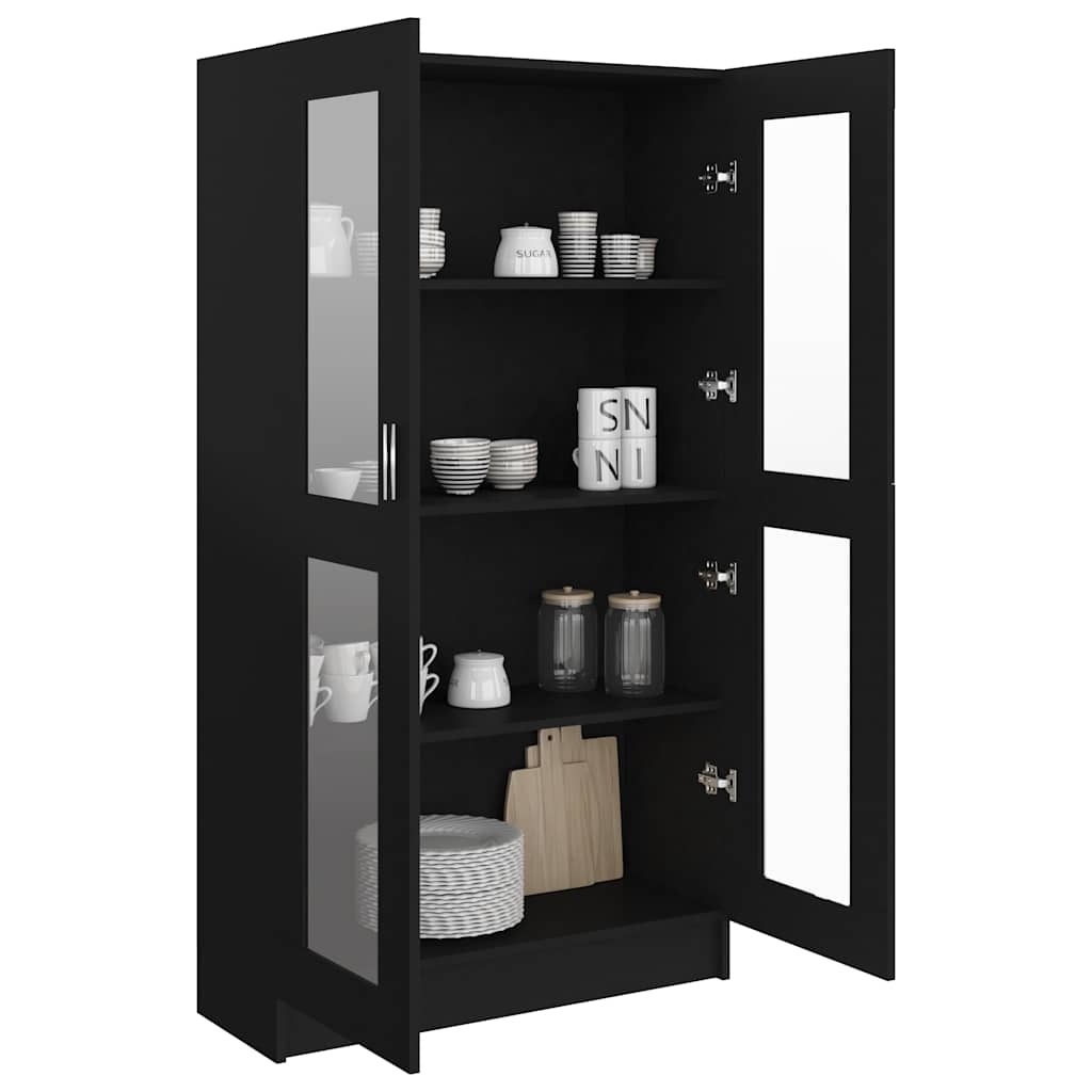 Vitrina crna 82,5 x 30,5 x 150 cm konstruirano drvo