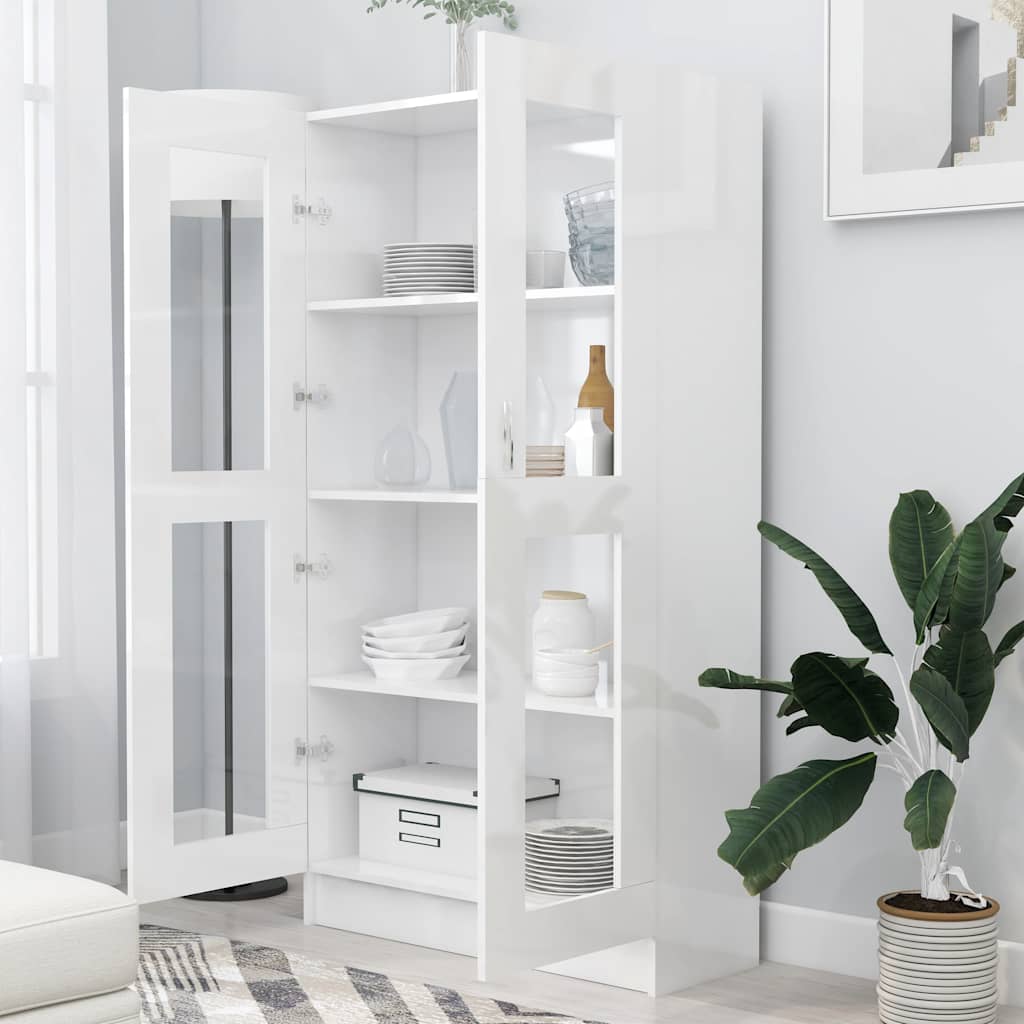 Vitrina bijela visokog sjaja 82,5x30,5x150 cm konstruirano drvo
