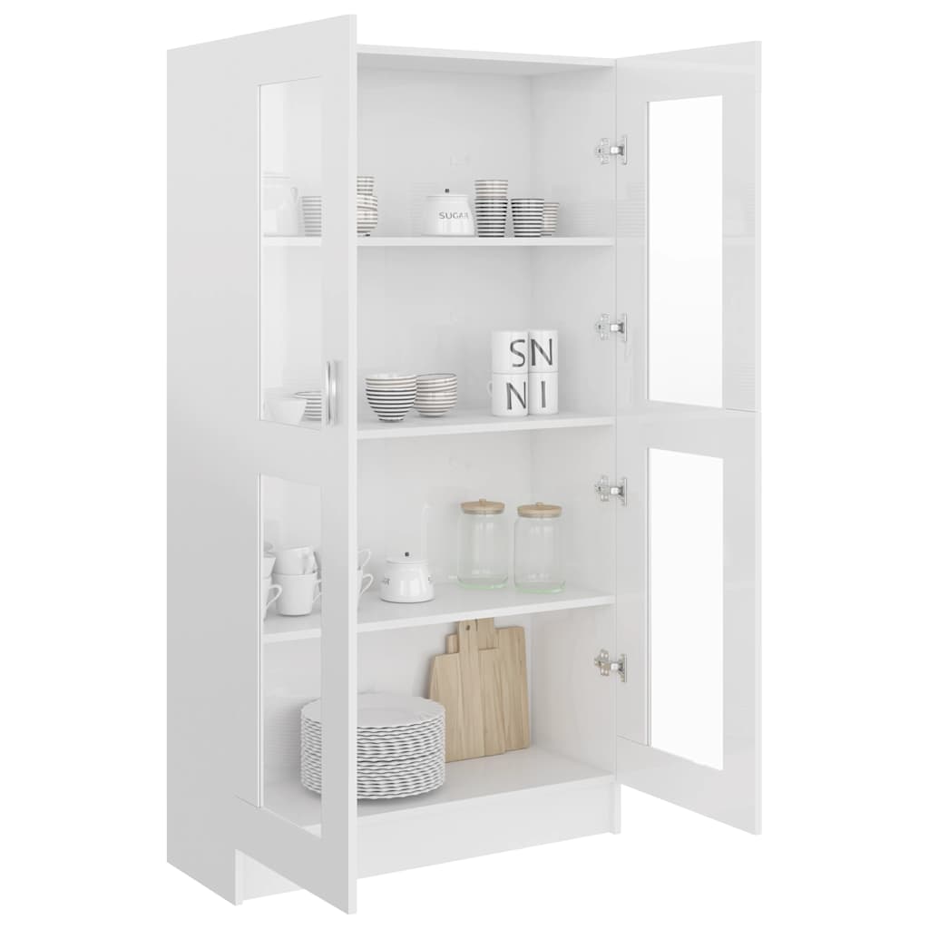 Vitrina bijela visokog sjaja 82,5x30,5x150 cm konstruirano drvo