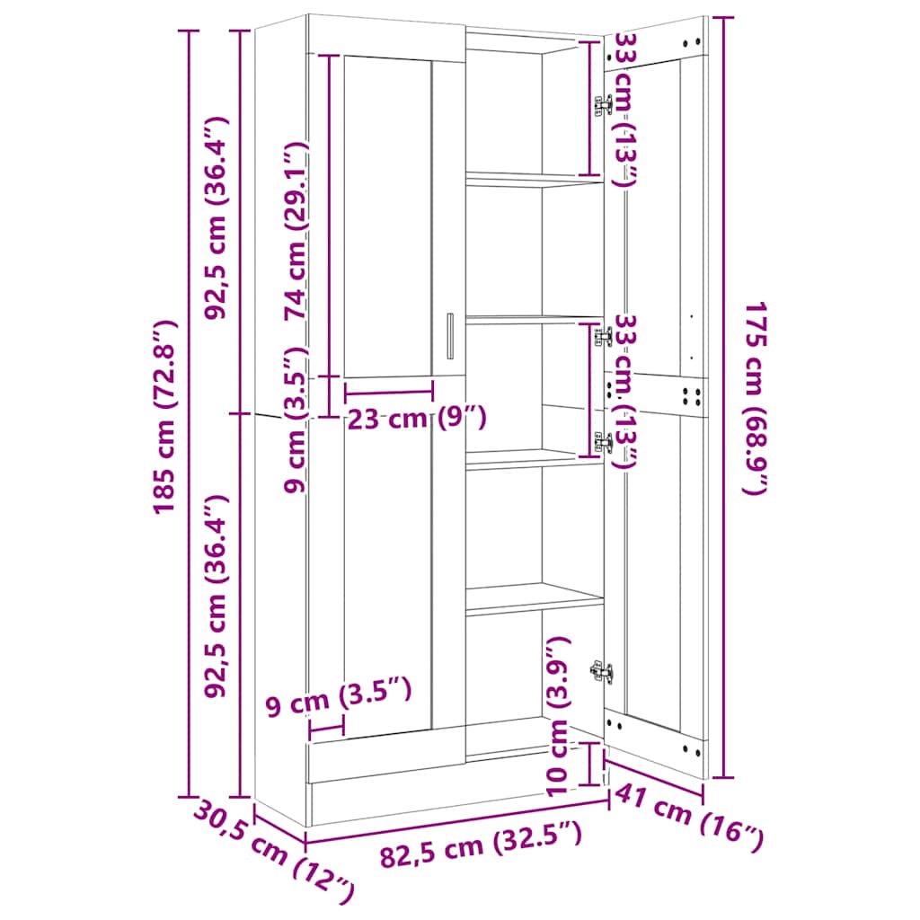 Vitrina bijela 82,5 x 30,5 x 185 cm konstruirano drvo