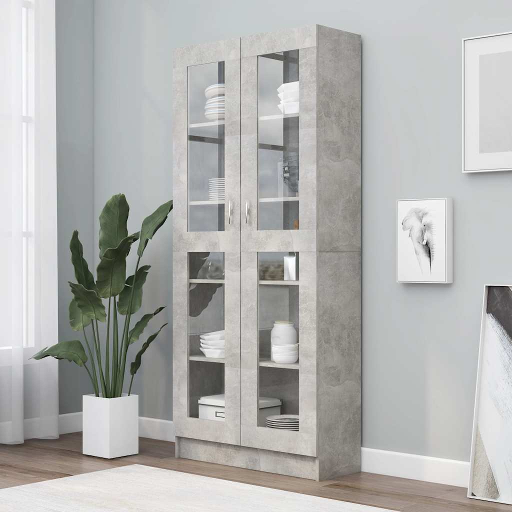 Vitrina siva boja betona 82,5x30,5x185,5 cm konstruirano drvo