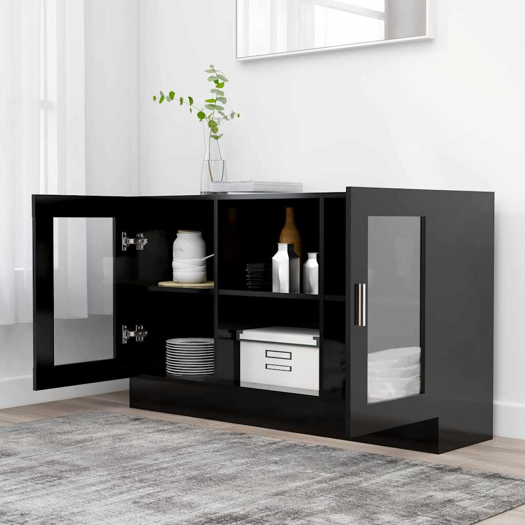 Vitrina crna 120 x 30,5 x 70 cm konstruirano drvo