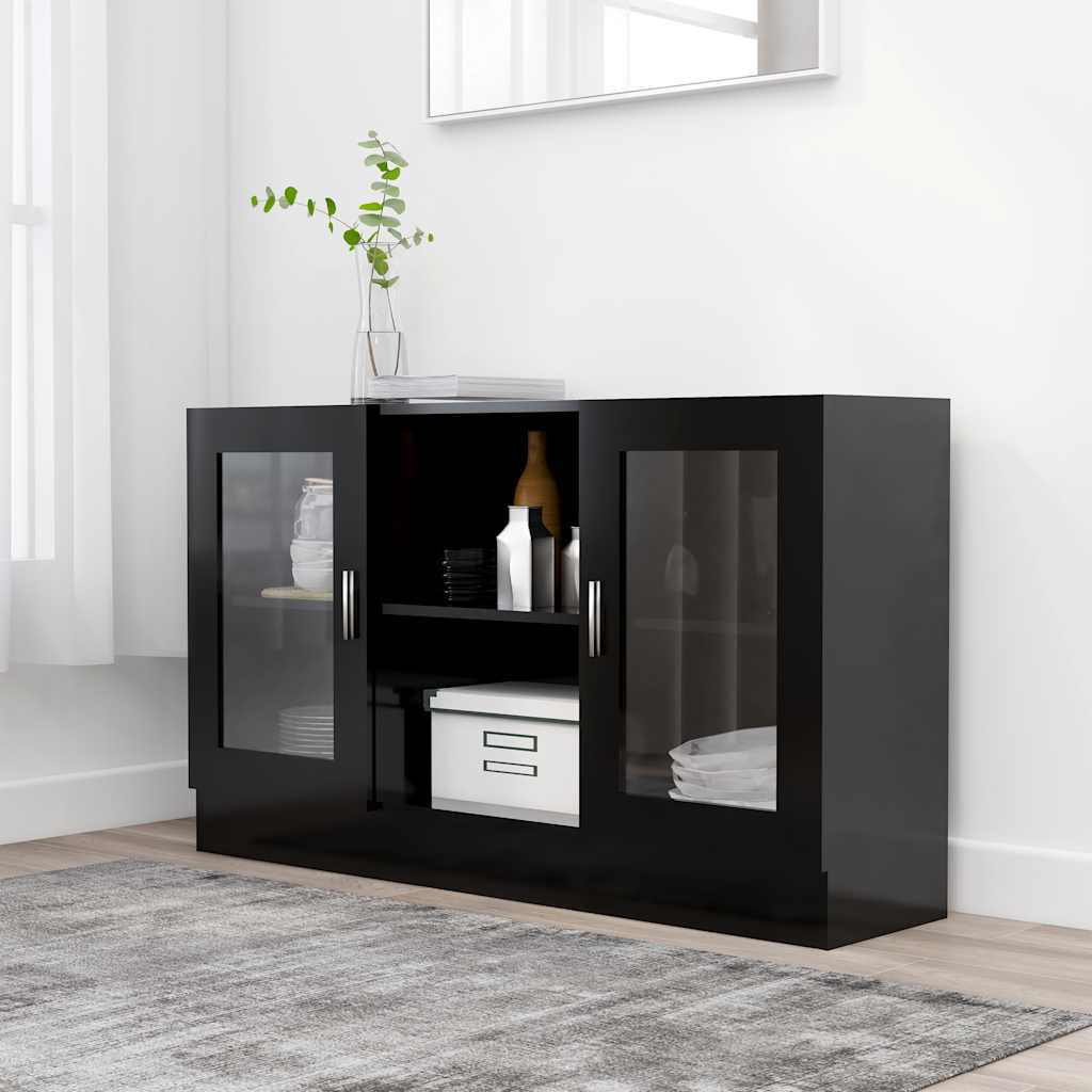 Vitrina crna 120 x 30,5 x 70 cm konstruirano drvo