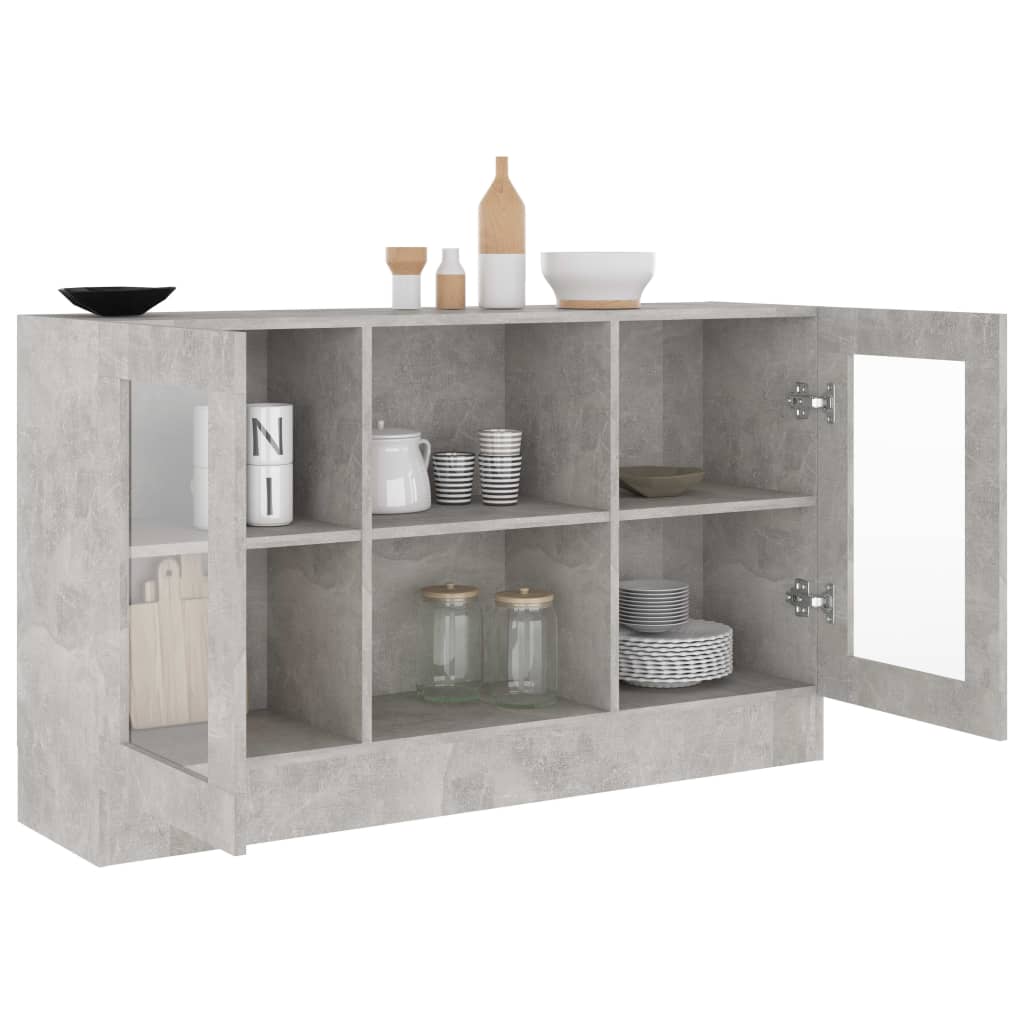 Vitrina siva boja betona 120 x 30,5 x 70 cm konstruirano drvo