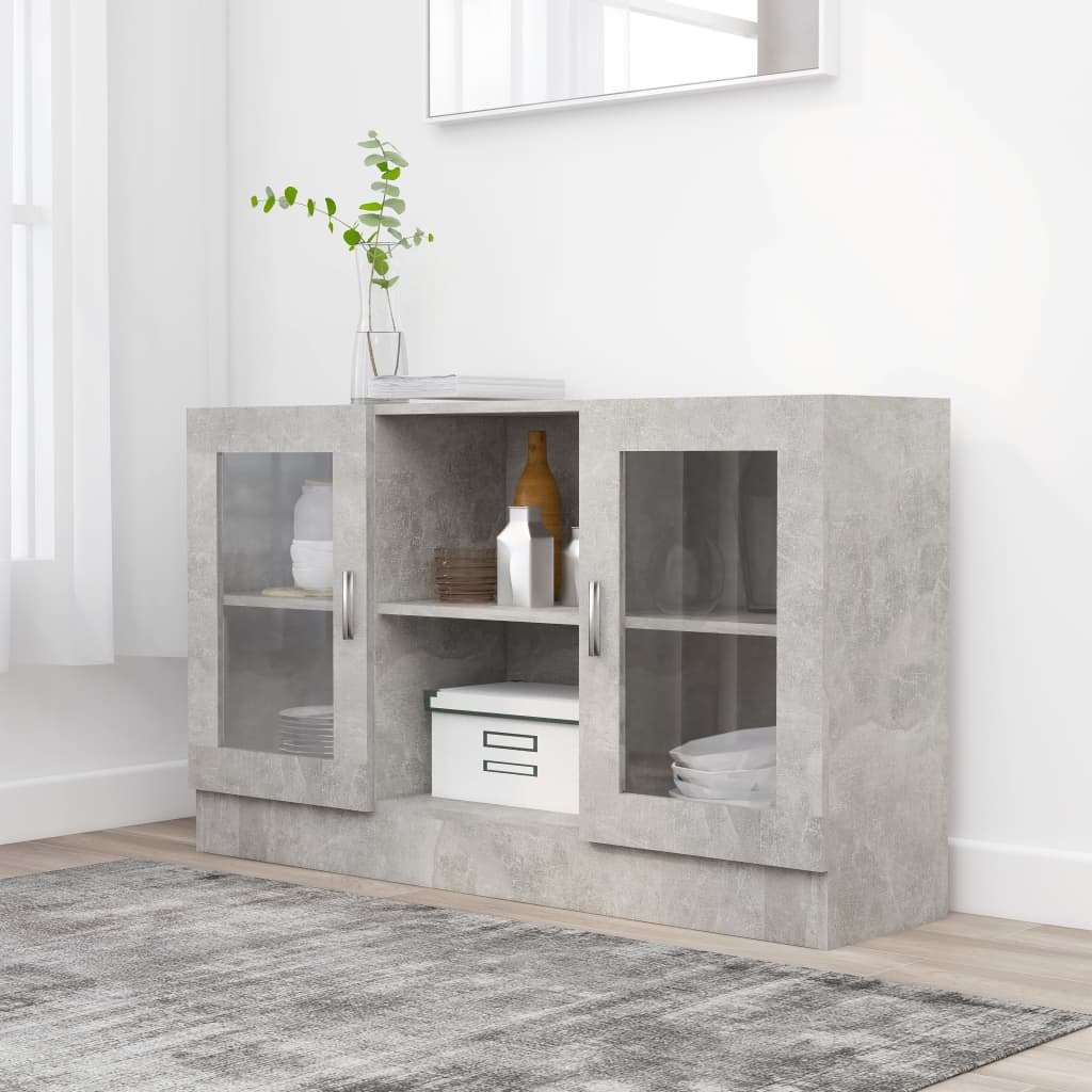 Vitrina siva boja betona 120 x 30,5 x 70 cm konstruirano drvo