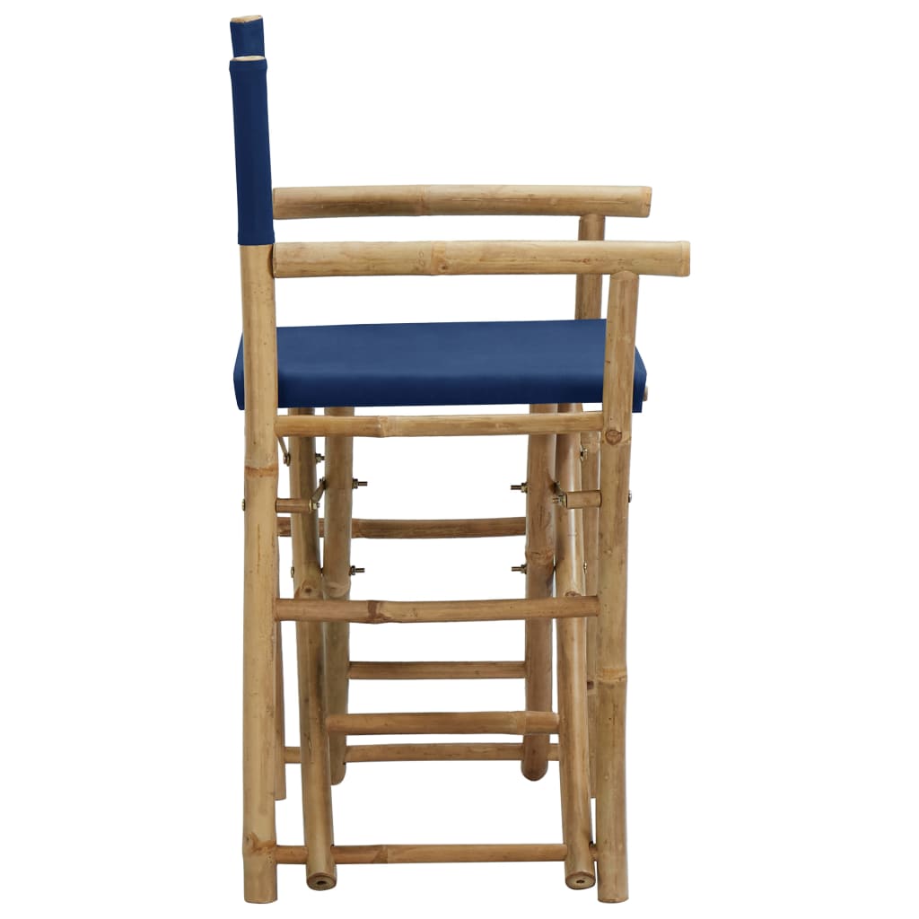 Sklopive redateljske stolice od bambusa i tkanine 2 kom plave