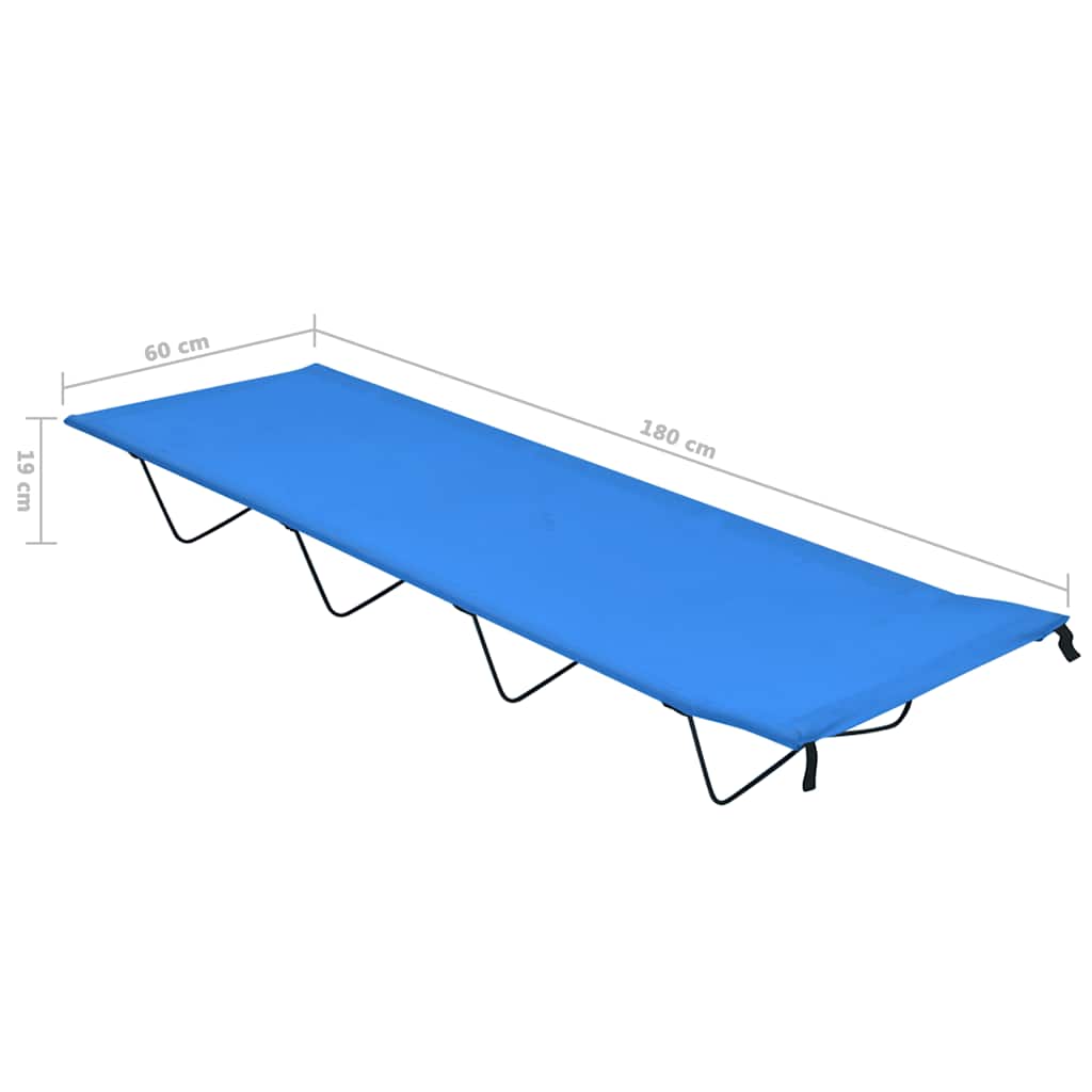 Krevet za kampiranje 180 x 60 x 19 cm od tkanine i čelika plavi