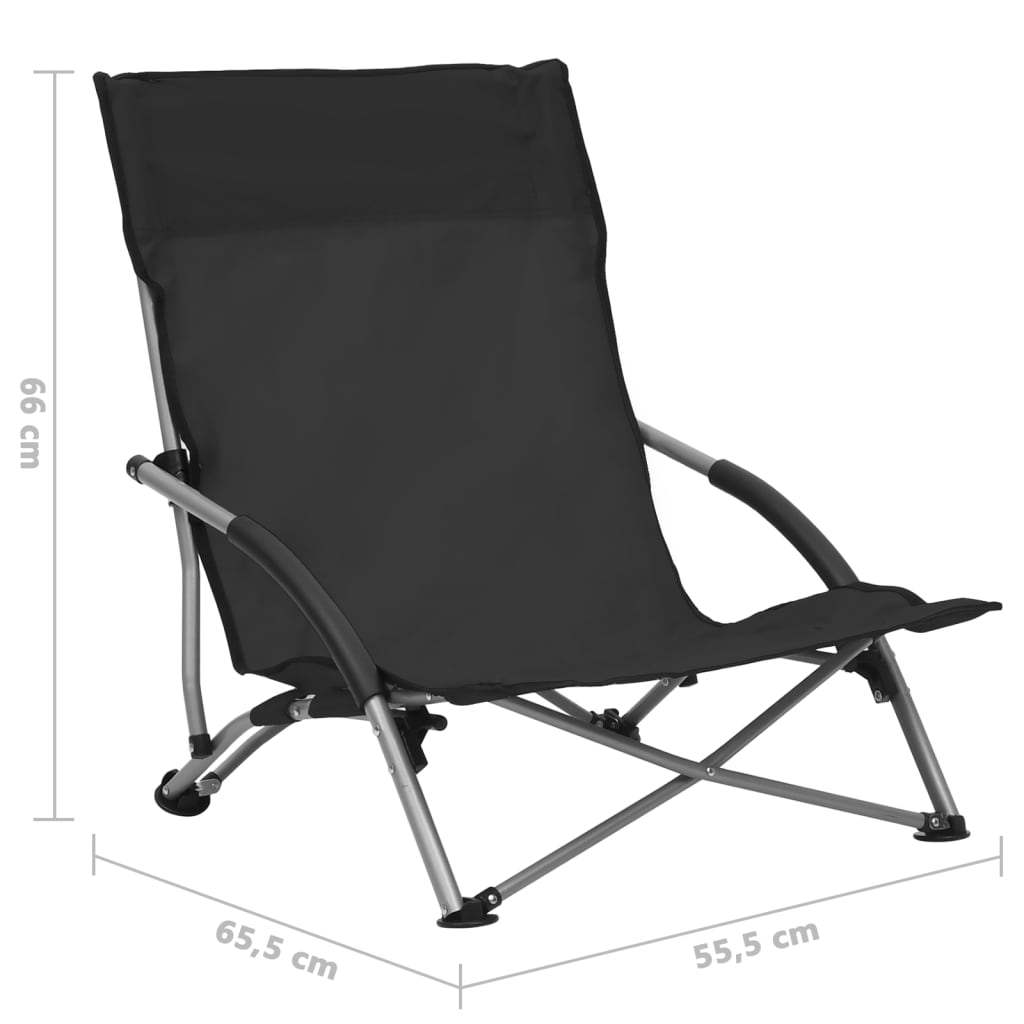 Sklopive stolice za plažu od tkanine 2 kom crne