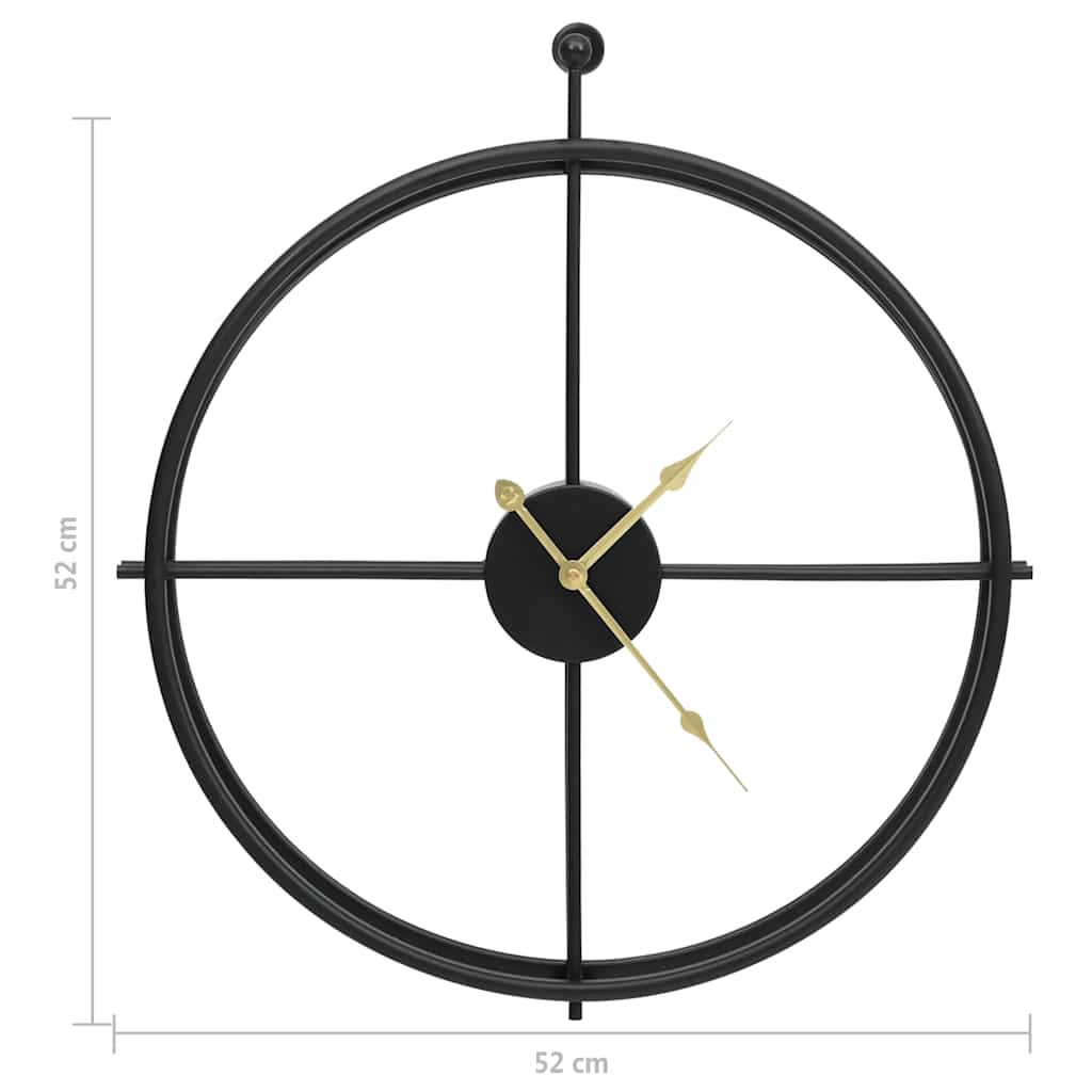 Zidni sat crni 52 cm željezni