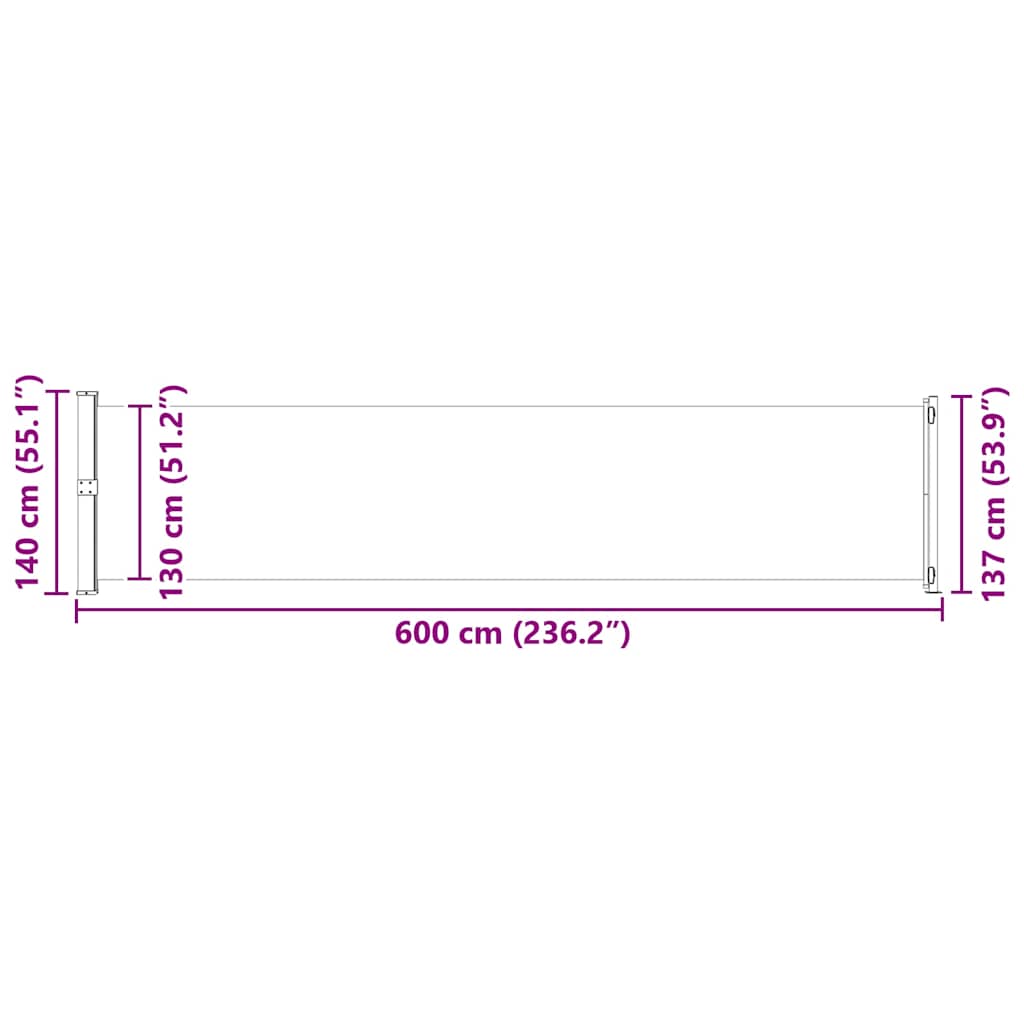 Uvlačiva bočna tenda za terasu 140 x 600 cm crna
