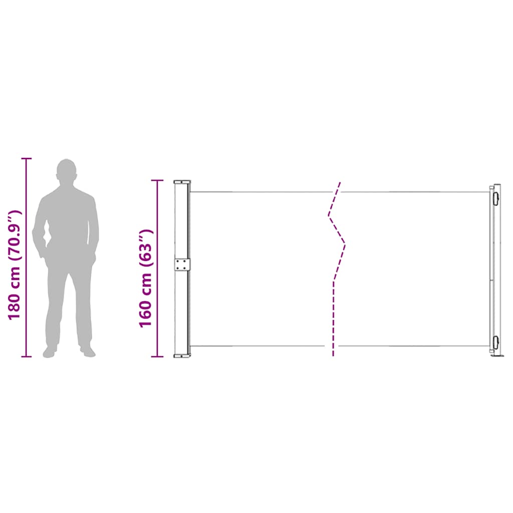 Uvlačiva bočna tenda za terasu 600 x 160 cm crvena