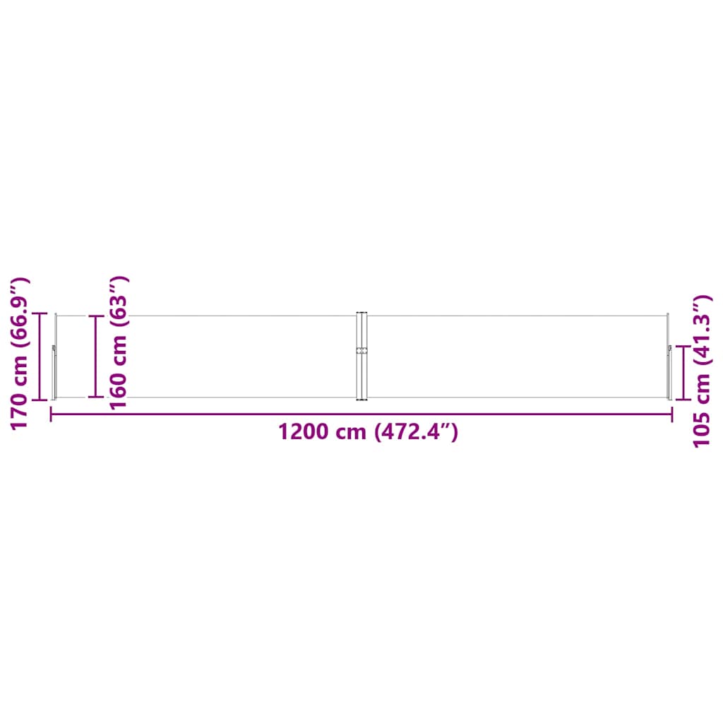 Uvlačiva bočna tenda za terasu 170 x 1200 cm plava
