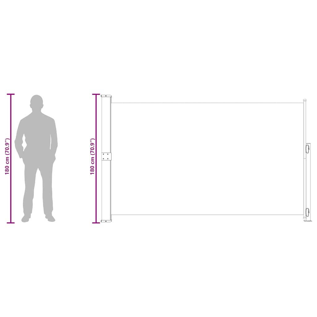 Uvlačiva bočna tenda za terasu 180 x 300 cm siva