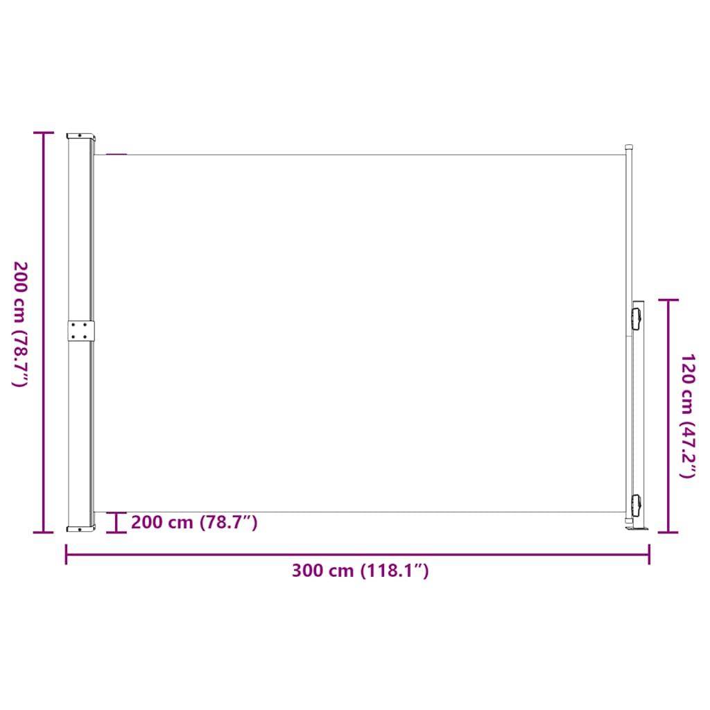 Uvlačiva bočna tenda za terasu 200 x 300 cm crna