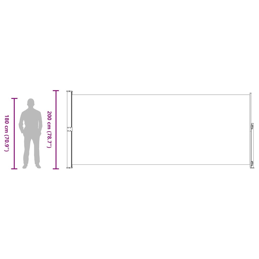 Uvlačiva bočna tenda za terasu 200 x 500 cm siva