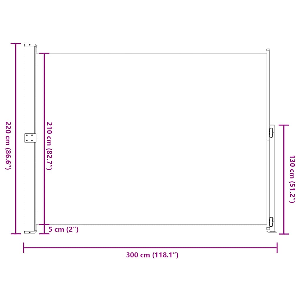 Uvlačiva bočna tenda za terasu 220 x 300 cm siva