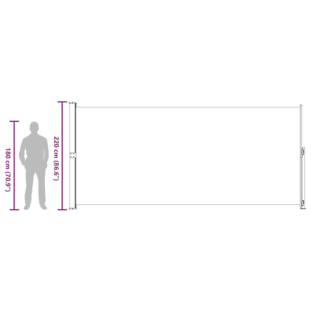 Uvlačiva bočna tenda za terasu 220 x 500 cm krem