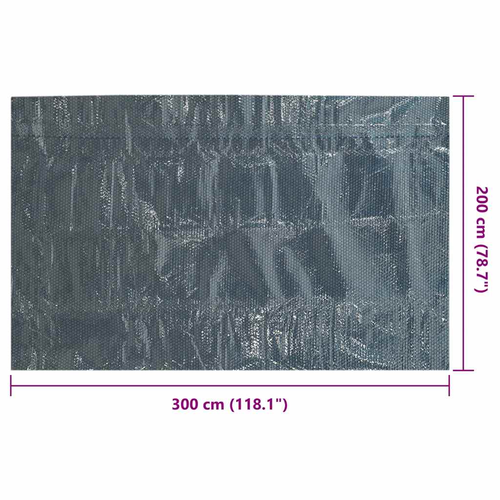Plutajući PE solarni pokrov za bazen 300 x 200 cm crno-plavi