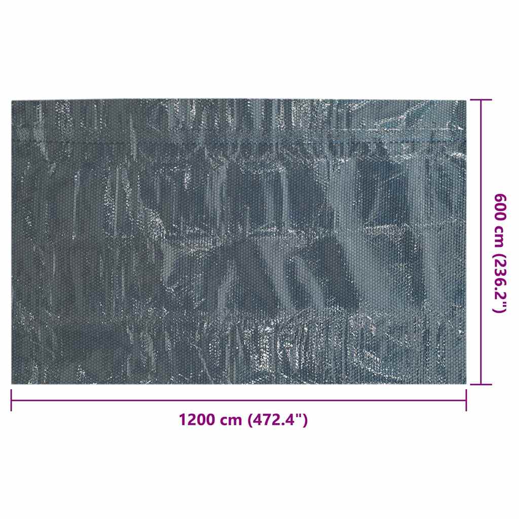 Plutajući PE solarni pokrov za bazen 1200 x 600 cm crno-plavi