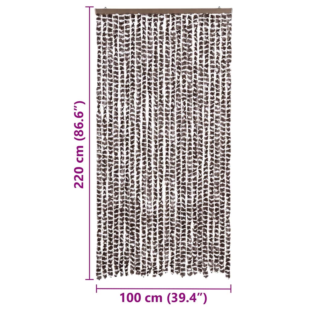 Zastor protiv insekata smeđe-bijeli 100 x 220 cm šenil