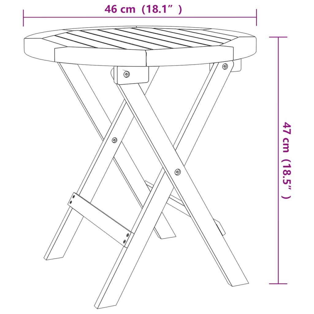 Sklopivi vrtni stol bijeli Ø 46 cm od masivnog bagremovog drva