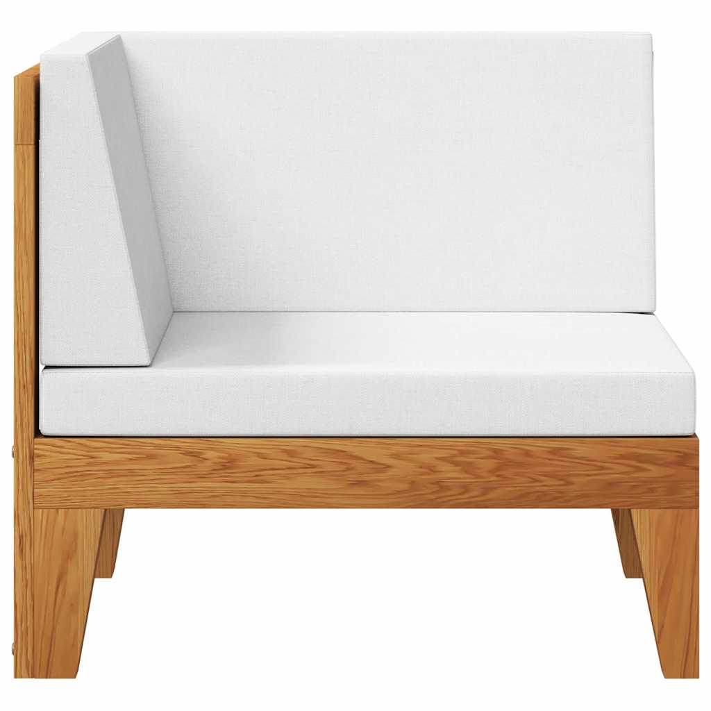 Modularna kutna sofa i krem bijeli jastuci od bagremovog drva