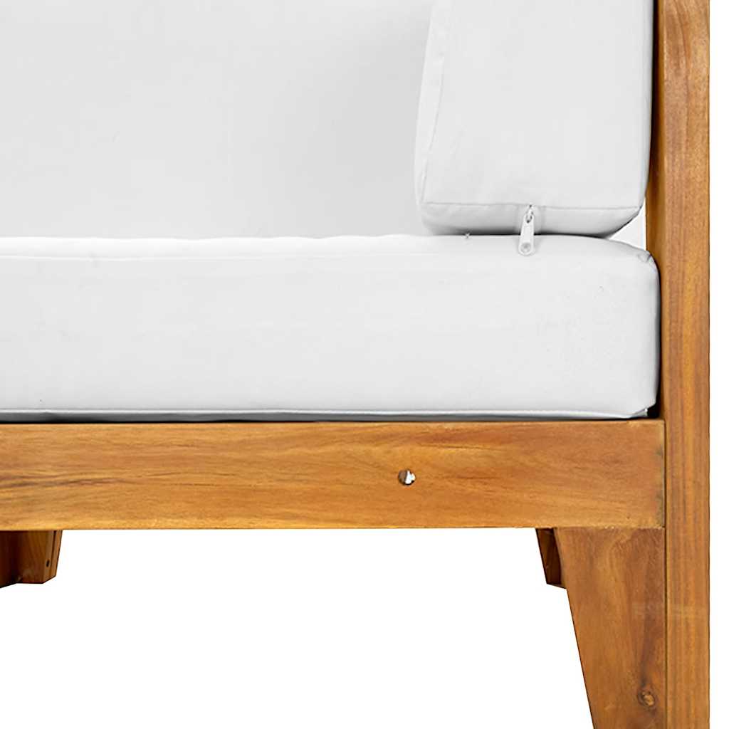 Modularna kutna sofa i krem bijeli jastuci od bagremovog drva