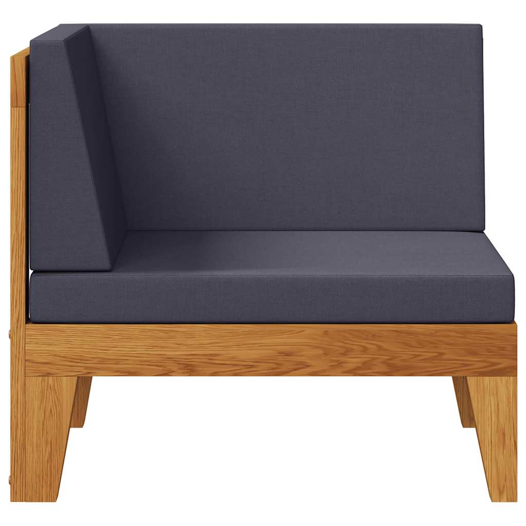 Modularna kutna sofa i tamnosivi jastuci masivno bagremovo drvo