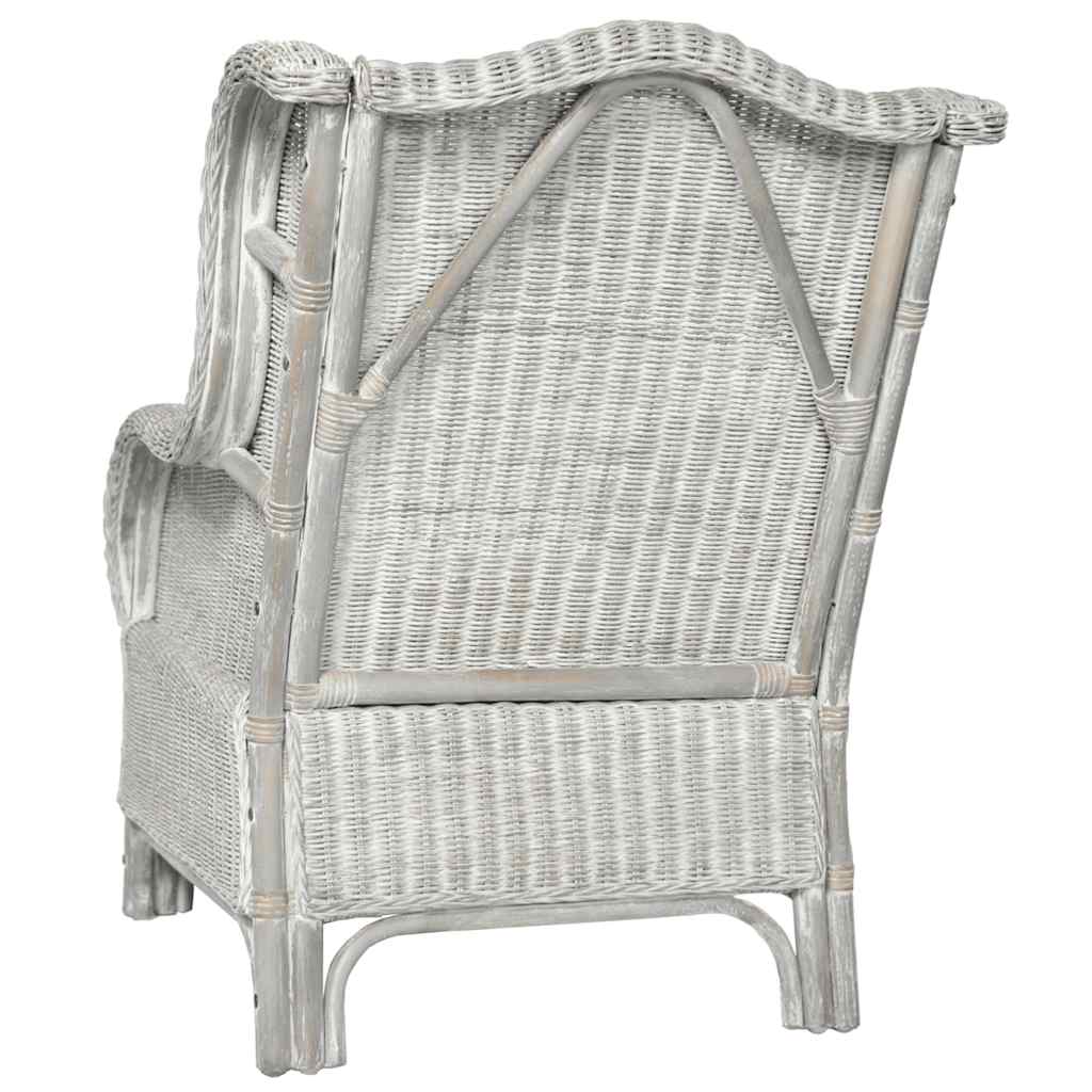 Sofa s jastukom siva od prirodnog ratana i platna