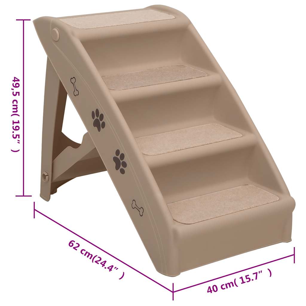 Sklopive stepenice za pse smeđe 62 x 40 x 49,5 cm