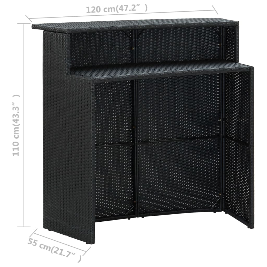 Vrtni barski stol crni 120 x 55 x 110 cm od poliratana