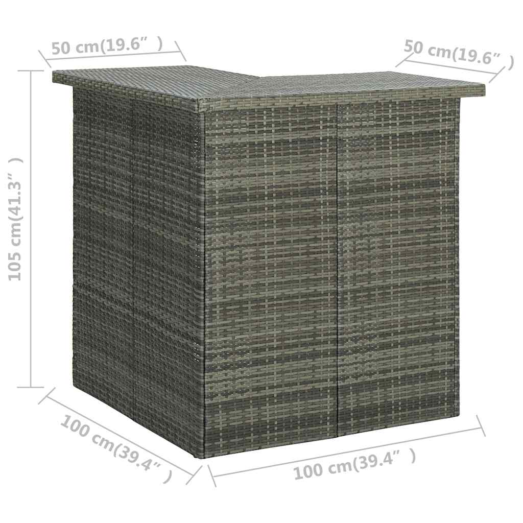 Kutni barski stol sivi 100 x 50 x 105 cm od poliratana