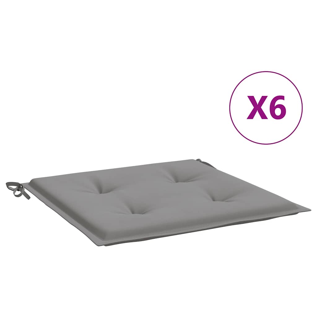 Jastuci za vrtne stolice 6 kom sivi 40x40x4 cm od tkanine