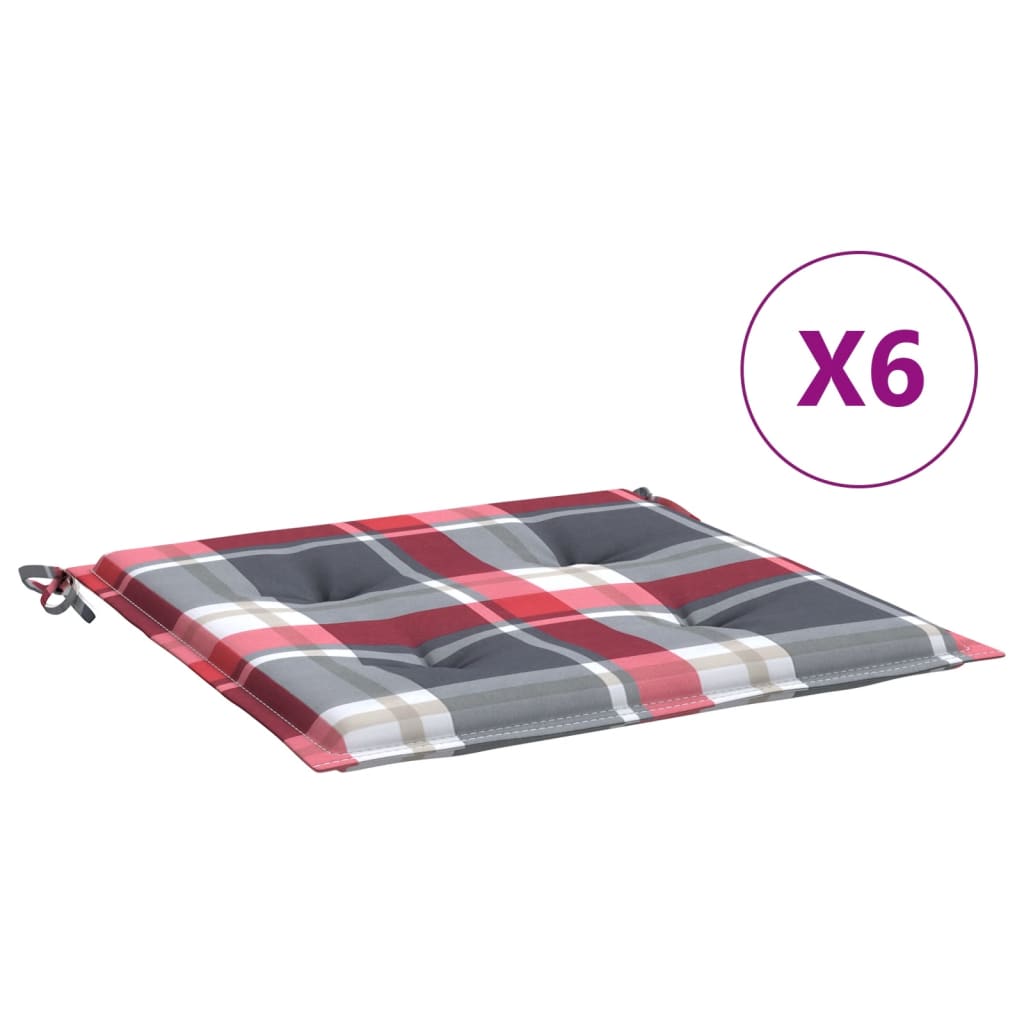 Jastuci za vrtne stolice 6kom crveni karirani 40x40x4cm tkanina