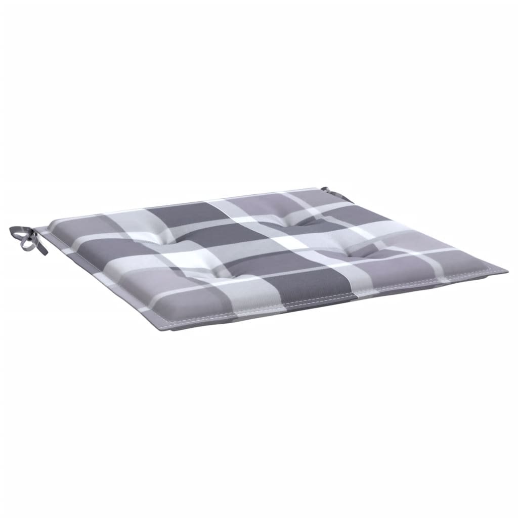 Jastuci za vrtne stolice 2 kom sivi karirani 40x40x4 cm tkanina