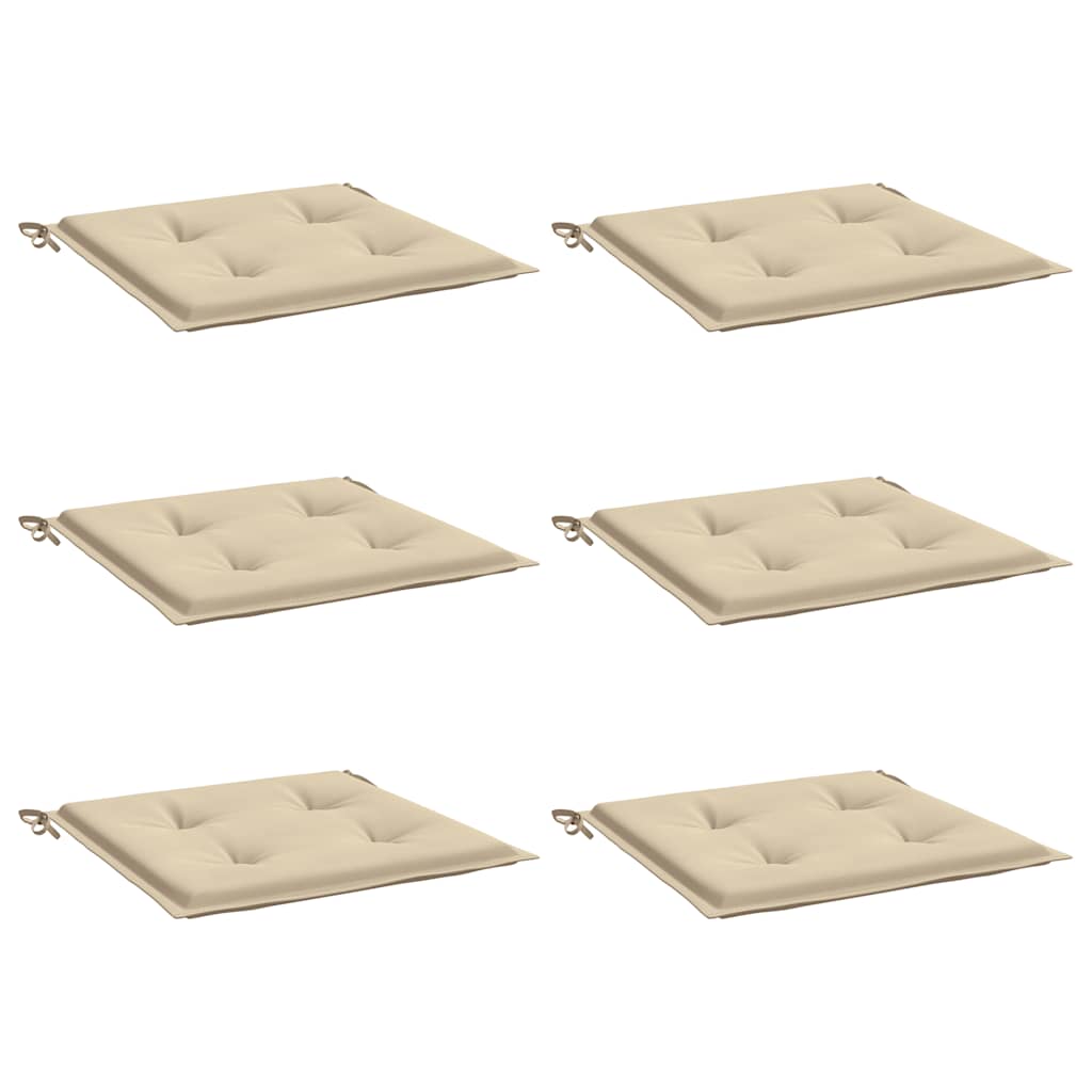 Jastuci za vrtne stolice 6 kom bež 50x50x4 cm od tkanine Oxford