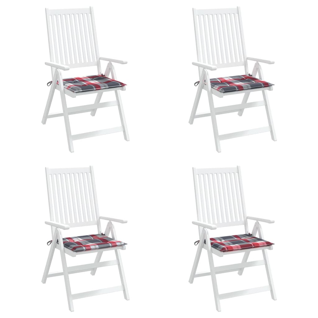 Jastuci za vrtne stolice 4kom crveni karirani 50x50x4cm tkanina