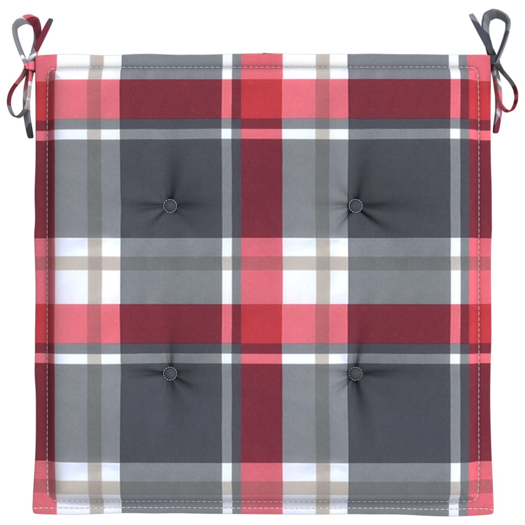 Jastuci za vrtne stolice 4kom crveni karirani 50x50x4cm tkanina