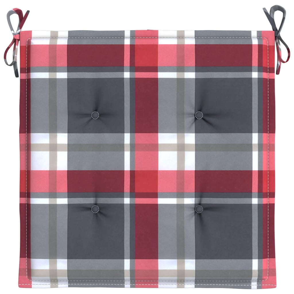 Jastuci za vrtne stolice 6kom crveni karirani 50x50x4cm tkanina