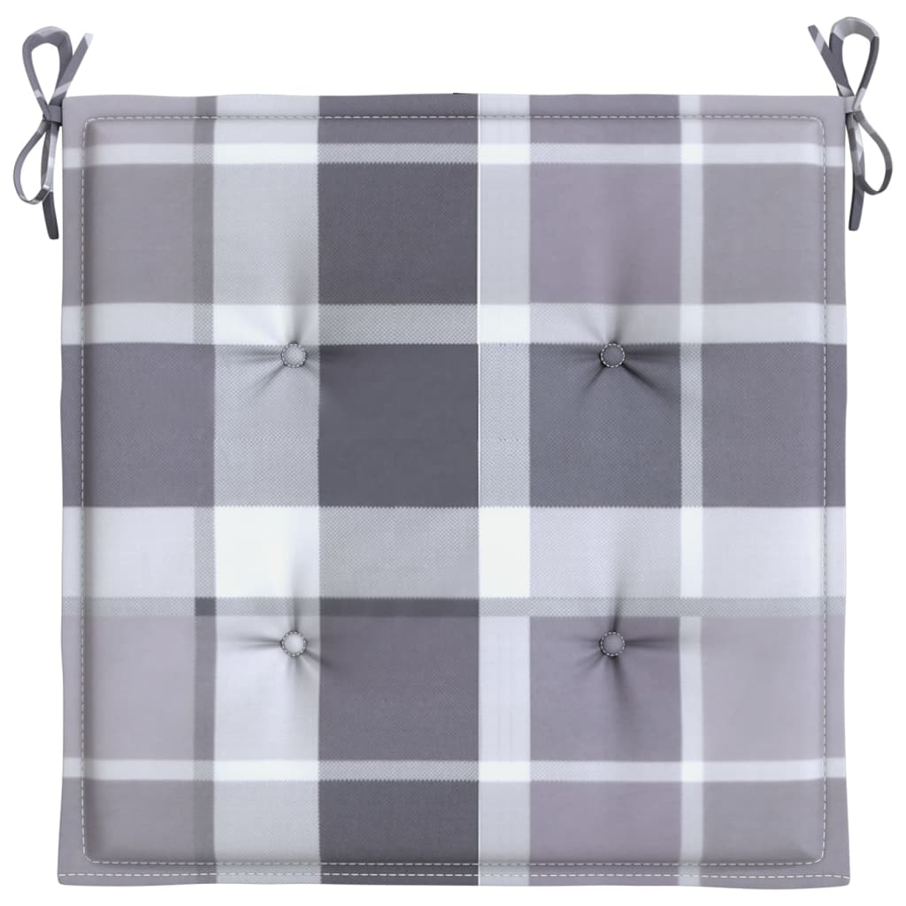 Jastuci za vrtne stolice 2 kom sivi karirani 50x50x4 cm tkanina