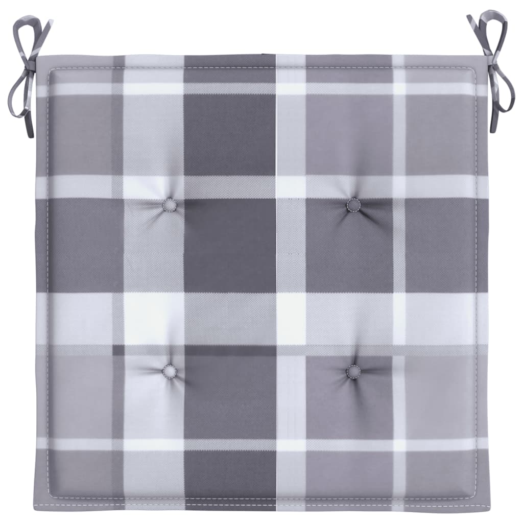 Jastuci za vrtne stolice 4 kom sivi karirani 50x50x4 cm tkanina