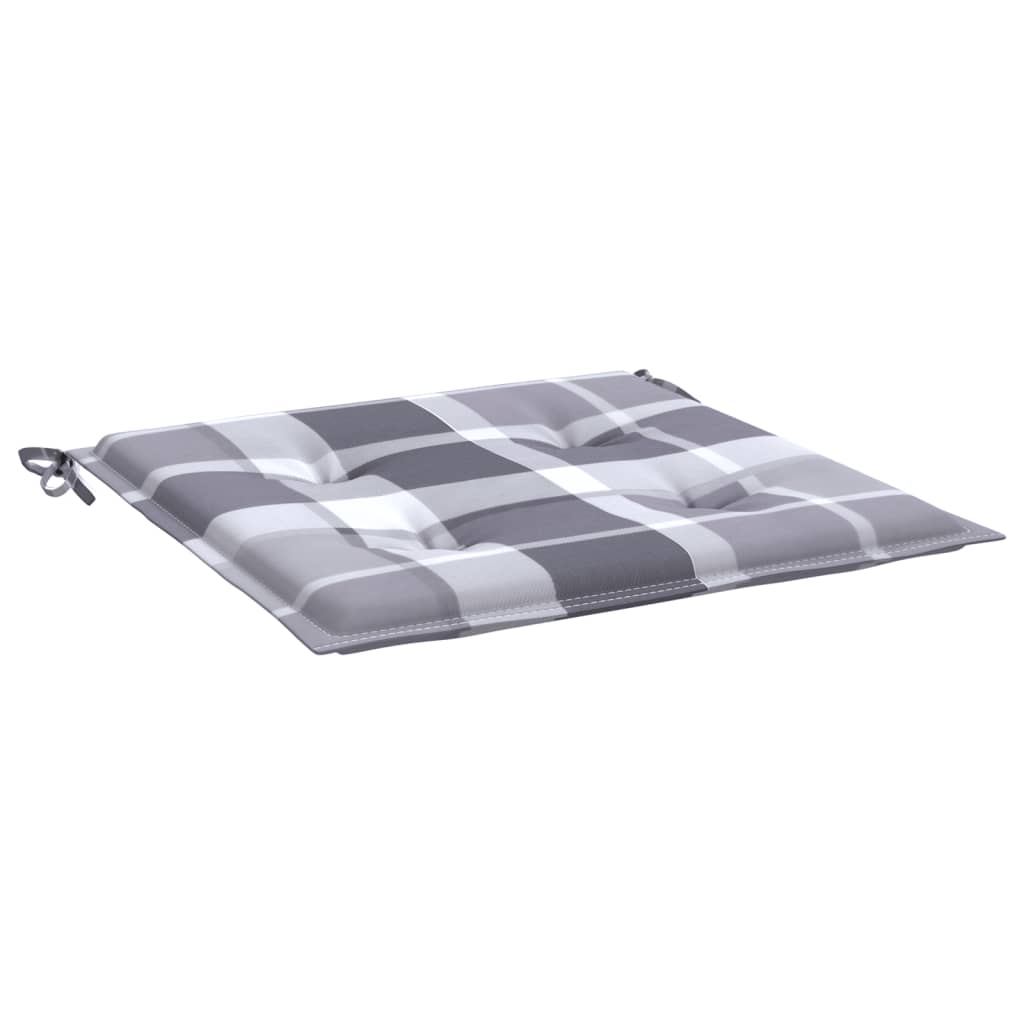 Jastuci za vrtne stolice 4 kom sivi karirani 50x50x4 cm tkanina