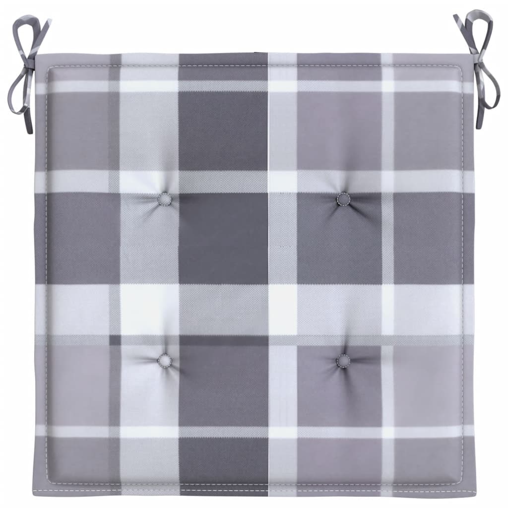 Jastuci za vrtne stolice 6 kom sivi karirani 50x50x4 cm tkanina