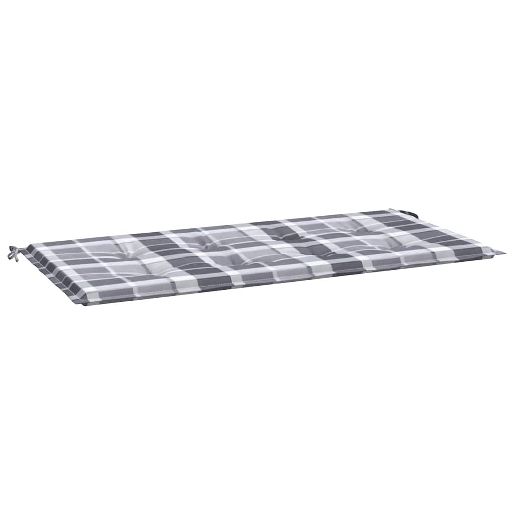 Jastuk za vrtnu klupu sivi karirani 100x50x3 cm tkanina Oxford