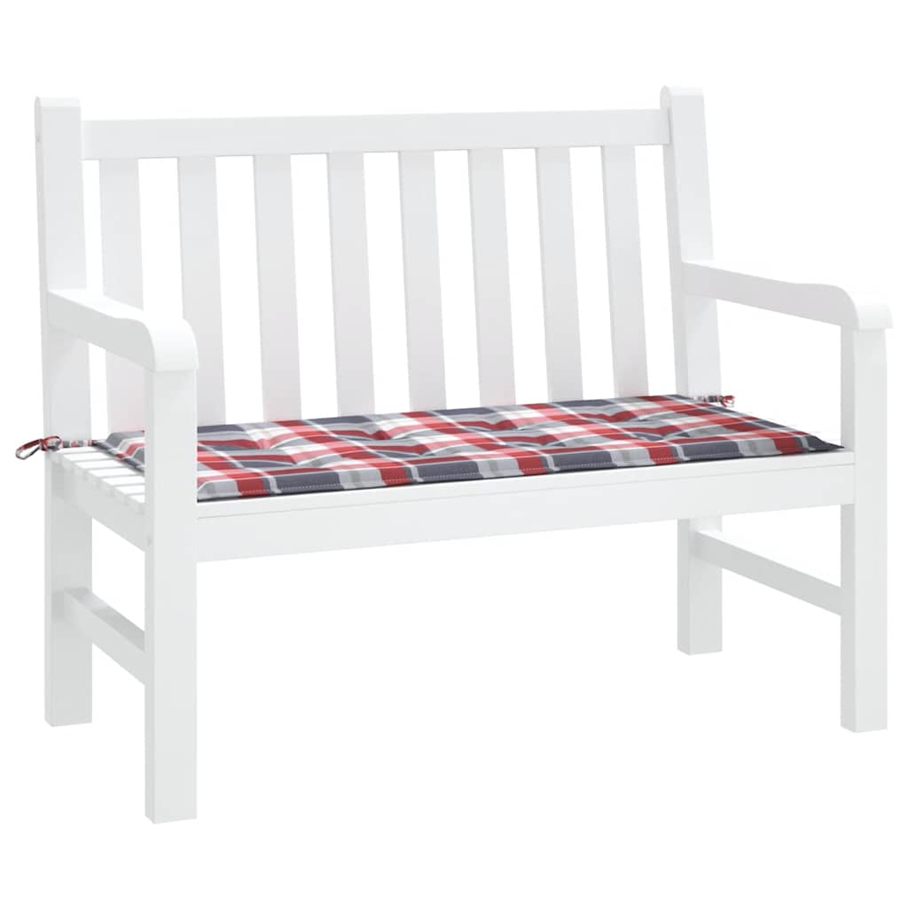 Jastuk za vrtnu klupu crveni karirani 120x50x3cm tkanina Oxford