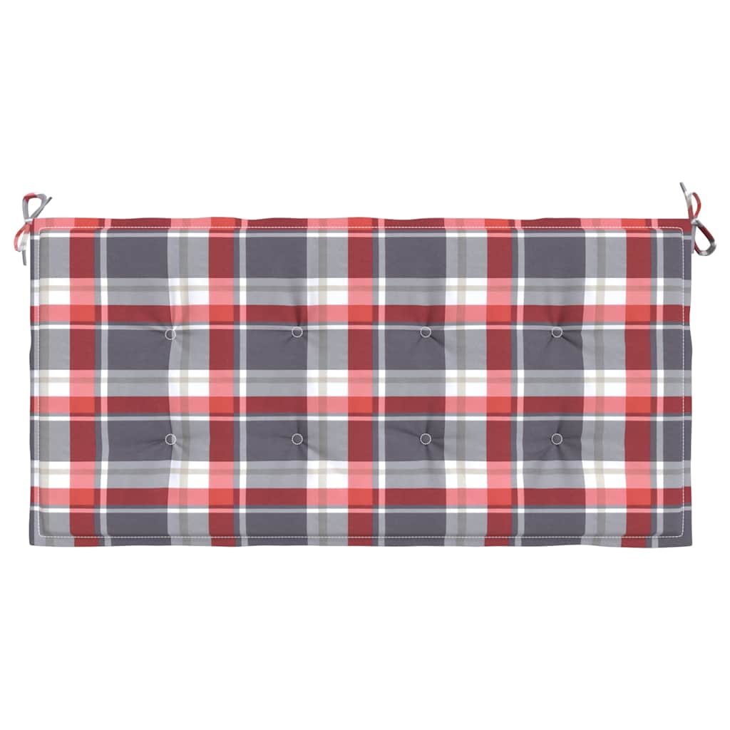 Jastuk za vrtnu klupu crveni karirani 120x50x3cm tkanina Oxford