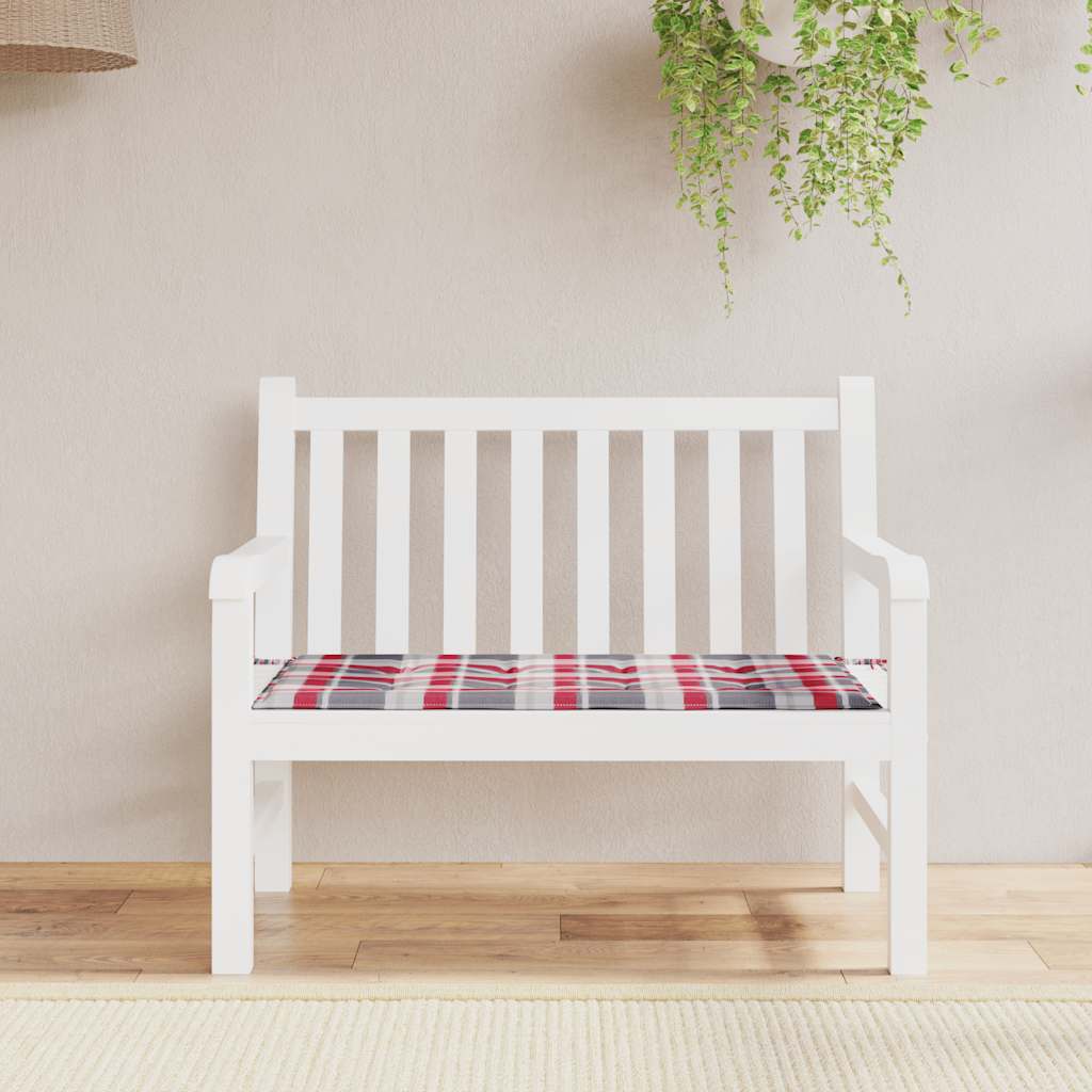 Jastuk za vrtnu klupu crveni karirani 120x50x3cm tkanina Oxford