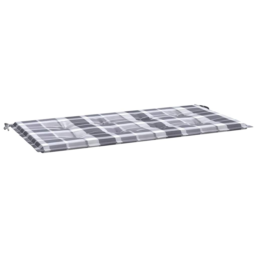 Jastuk za vrtnu klupu sivi karirani 120x50x4 cm tkanina Oxford